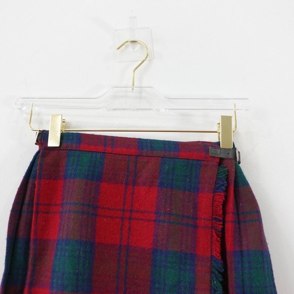 Vintage Red Plaid Wool Skirt XS Mini Scottish Tartan Micro Academia Y2K School - Picture 5 of 9